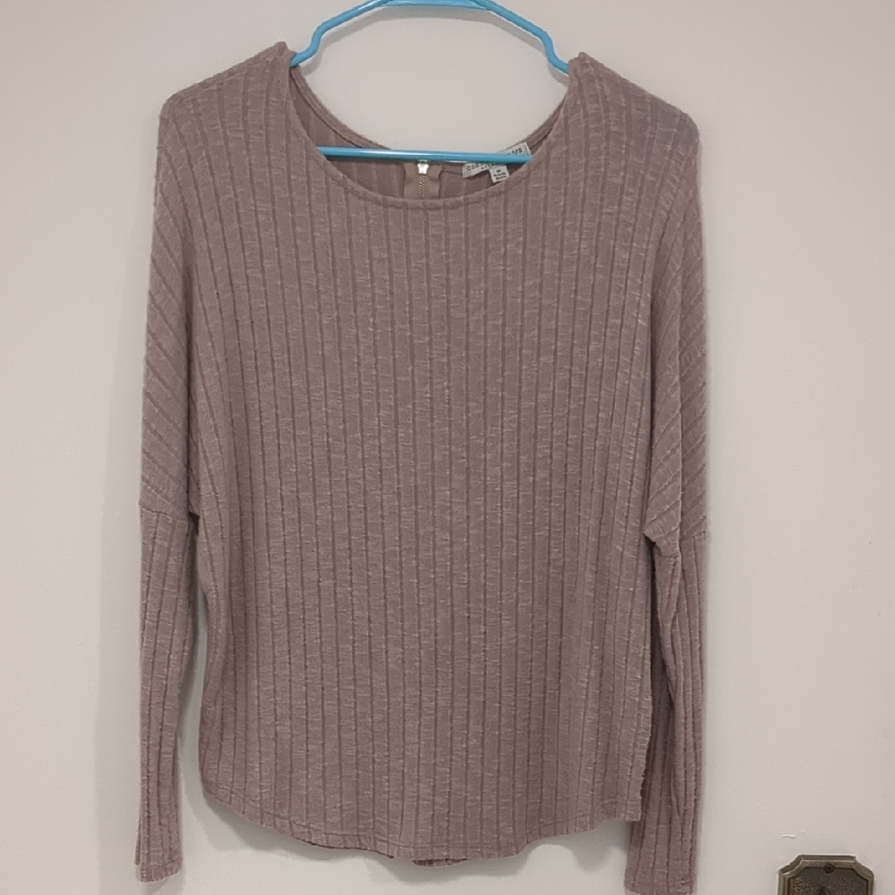 Green Envelope Ribbed Long Sleeve Top - Light Purple